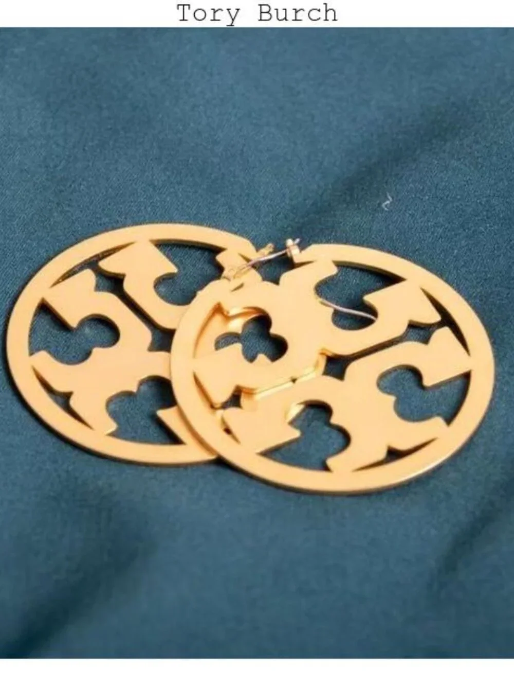 Tory Burch Miller Logo Gold Hoop Earrings